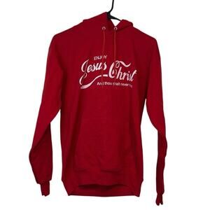 Enjoy Jesus Christ Christian Parody Hoodie Size S Thou Shalt Never Thirst